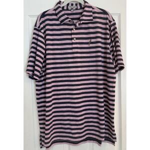 Peter Millar Summer Comfort Polo Shirt Mens XL Pink & Blue Performance Fabric‎